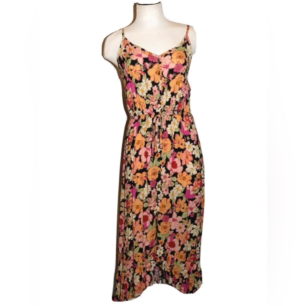 Rewind Womens Button Front High-Low Maxi Dress, Sz S, Multi
